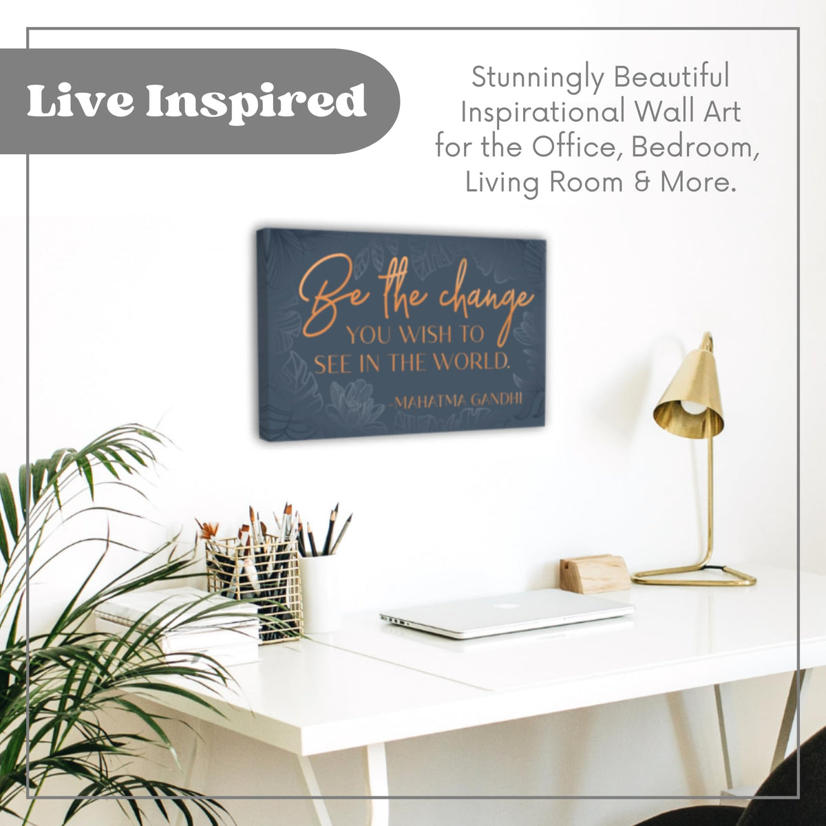 HoneyKICK Inspirational Quotes Wall Art Framed Canvas – Motivational Wall Decor for Office & Bedroom, Typography Quote, Modern Home, Office Decor for Women, Positive Black (10 x 16.5 Inch)
