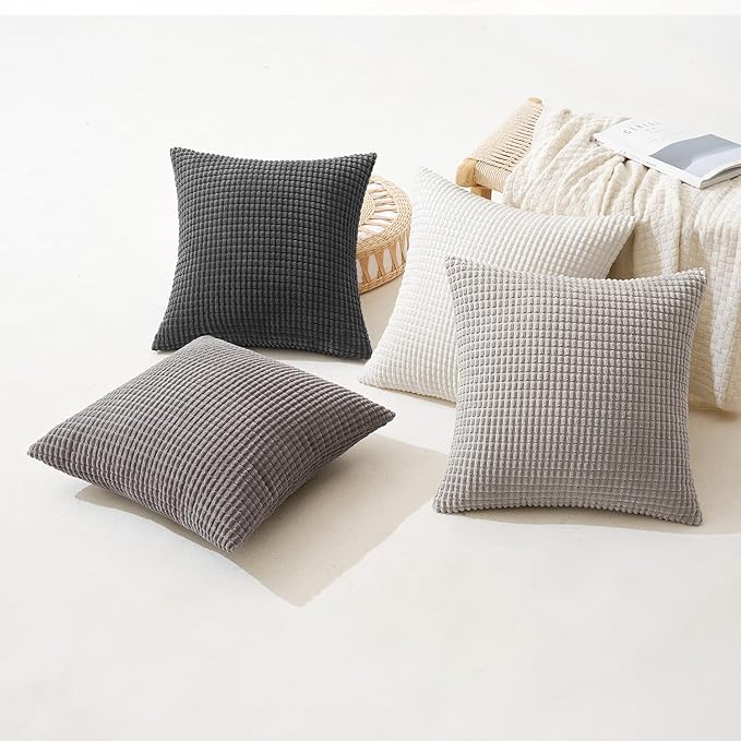 MIULEE Timeless Neutral Pillow Covers 20x20 Inch Set of 4 Mid Century Modern