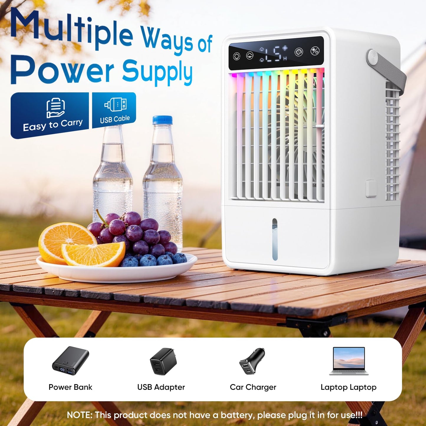 Portable Air Conditioners with 1500ML Tank, 5 Speeds Mini Evaporative Air Cooler with Remote & 2-10H Timer, Personal Air Conditioner Fan Portable AC Unit for Office, Desktop, Camping & Travel