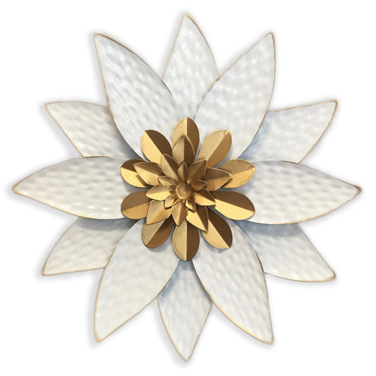 Metal Flower Wall Art Decor,10" Rustic Modern Antique Floral Sculpture, Distressed Iron Wall Hanging Home Decoration Accent Artworks for Indoor Kitchen Bedroom Living Office Outdoor Garden Patio