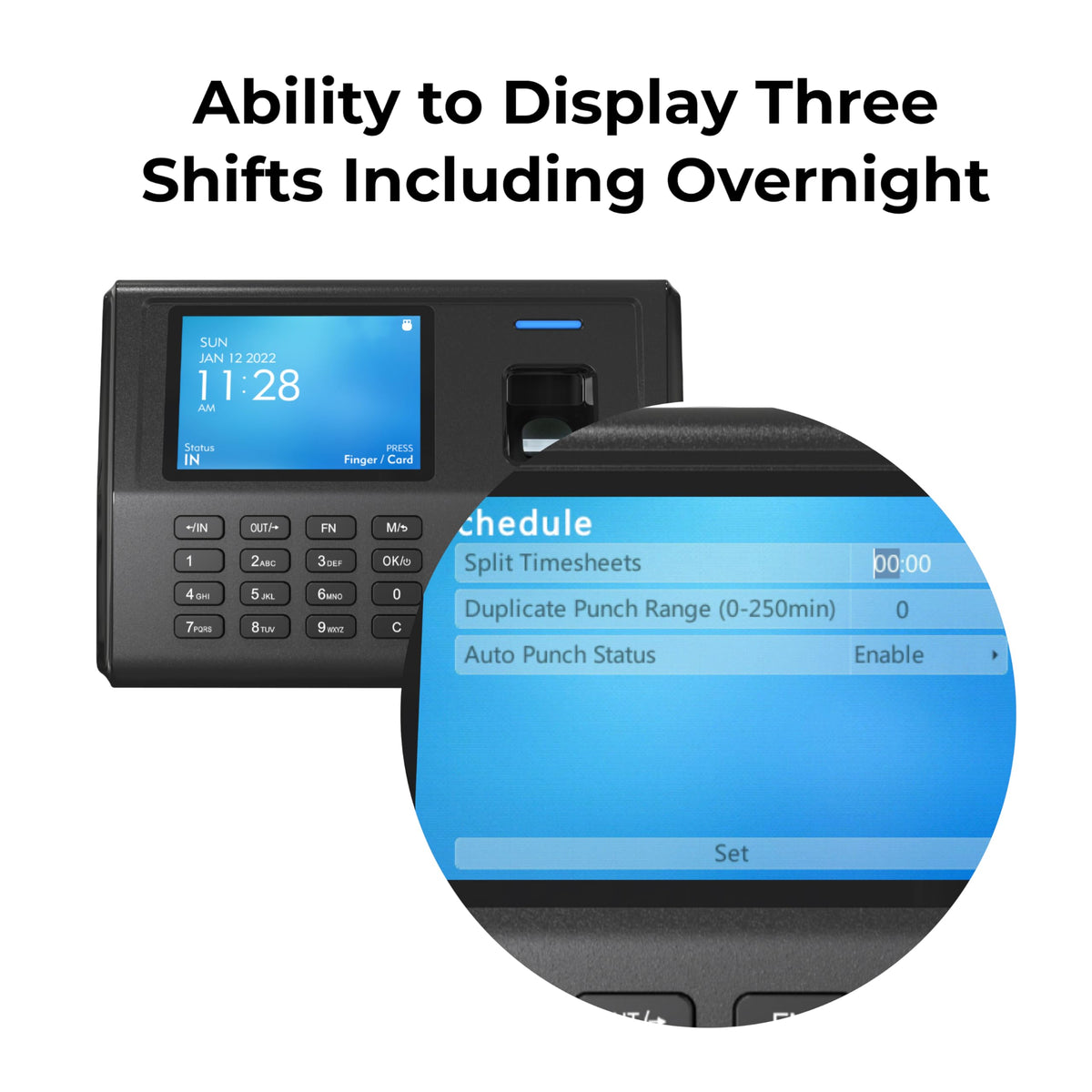 ANVIZ Time Clocks for Small Business Employees CX3 - No Monthly Fee No Software Required - Fingerprint Biometric Clock in and Out Machine - Right Out of The Box, Finger + RFID + Pin Punching