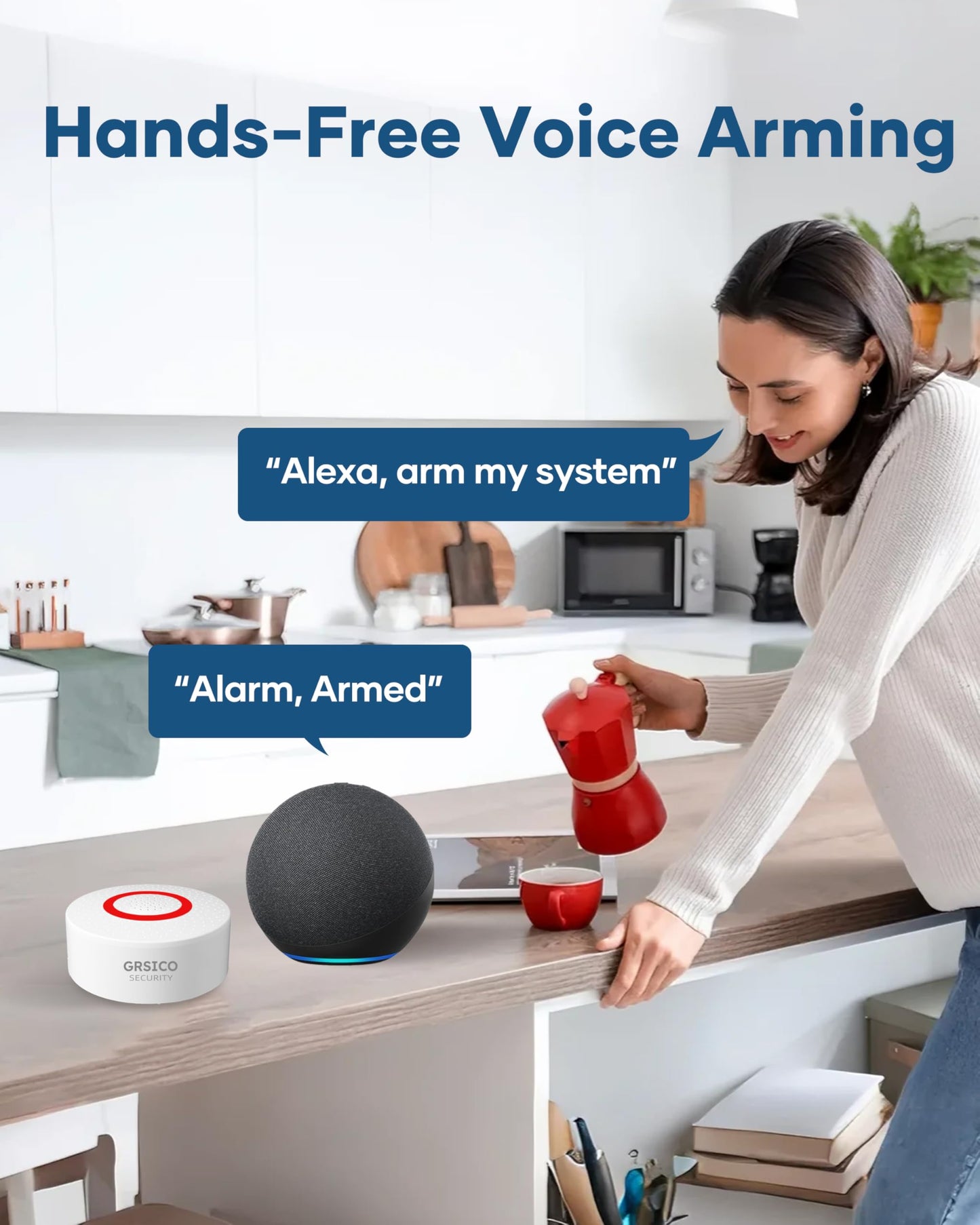 GRSICO 9-Piece Home Security System, WiFi Wireless Alarm System, 120dB Siren Alert, DIY Smart Security System for House and Apartment, Smart Life App Control, No Monthly Fee, 2.4GHz WiFi