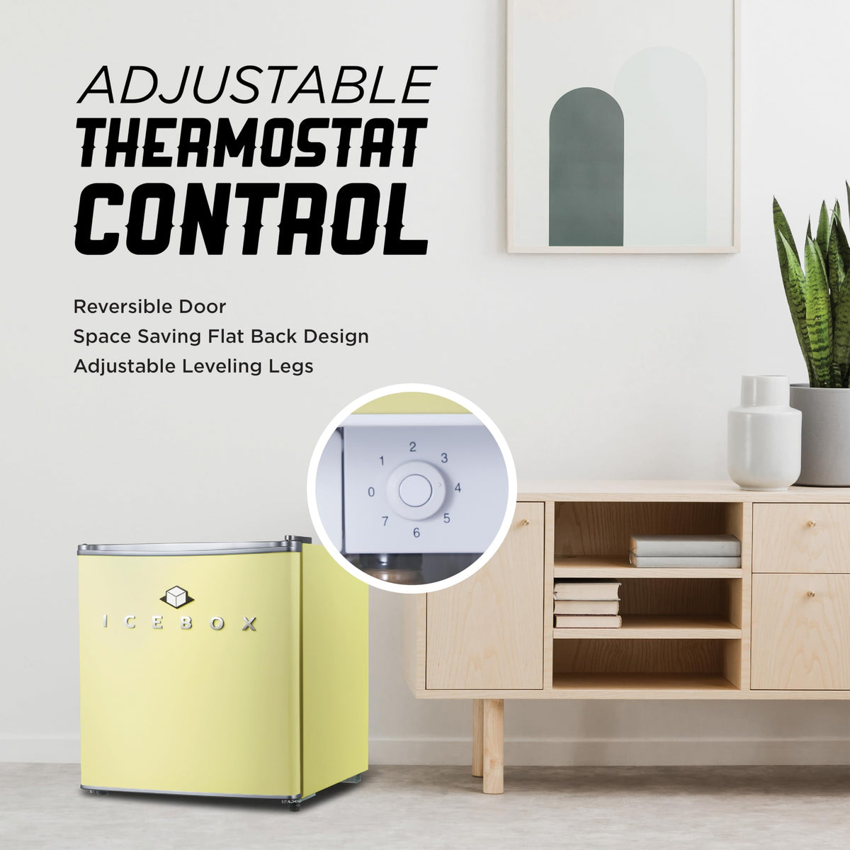 ICEBOX 1.7 Cu. Ft. Compact Refrigerator, ENERGY STAR Certified Small Refrigerator, Single Door Mini Fridge with Chiller Compartment, R600a Refrigerant, IBCR17SUN, Sun Yellow