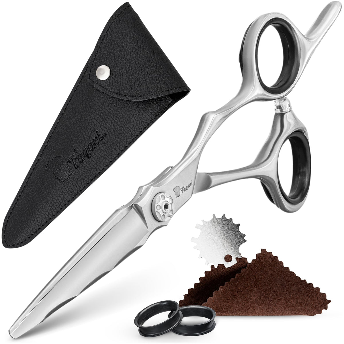 Fagaci Professional 6' Japanese Steel Hair Cutting Scissors, Razor Sharp Blades, Extreme Durability, Ergonomic Silver Stainless Steel Handle, Hair Cutting Shears for Women & Men