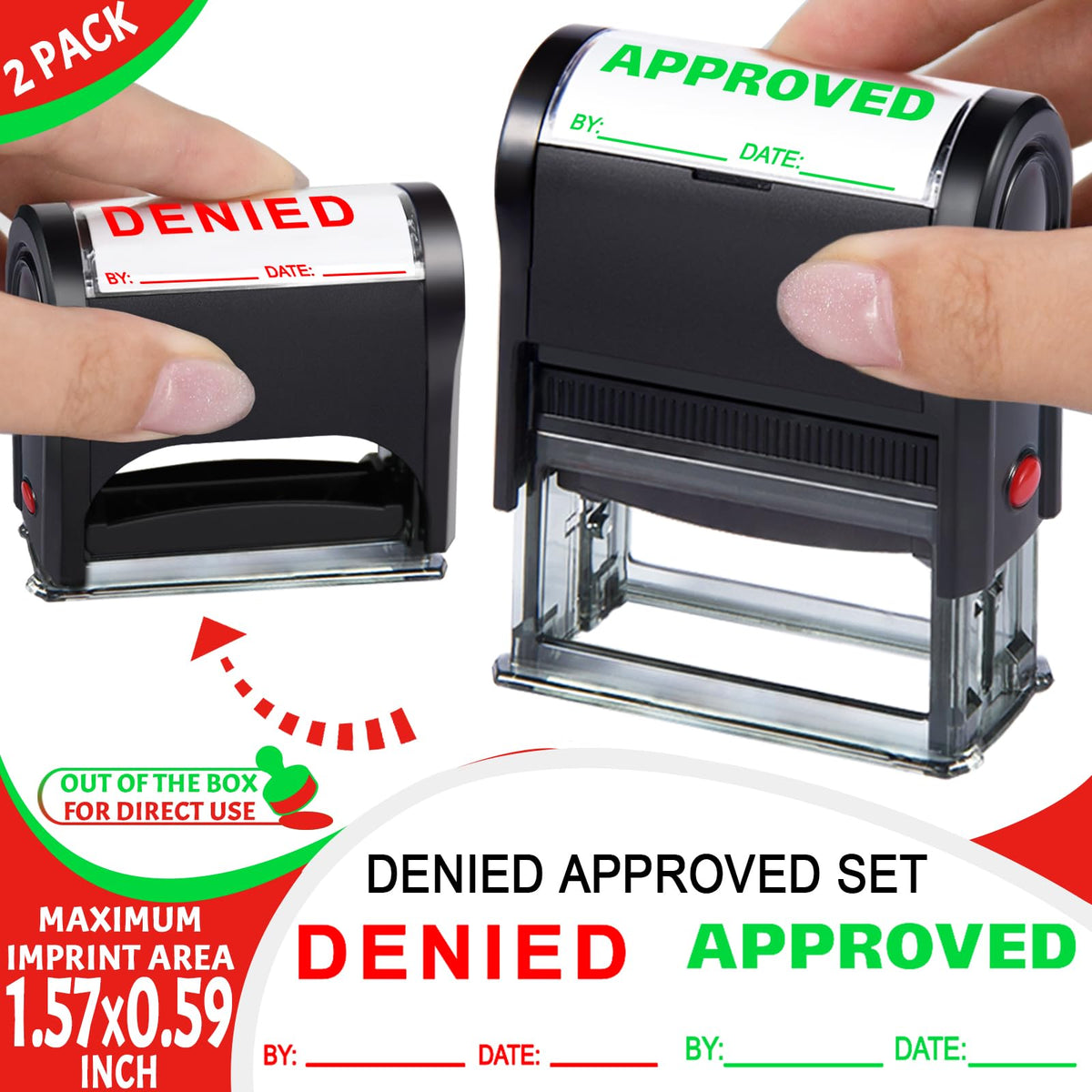 Bertiveny Self Inking Approved and Denied Stamps Set Office Self Inking Approved Denied by Stamp with Date for Business Supplies Approve Stamp Denied Stamps with Date and Signature