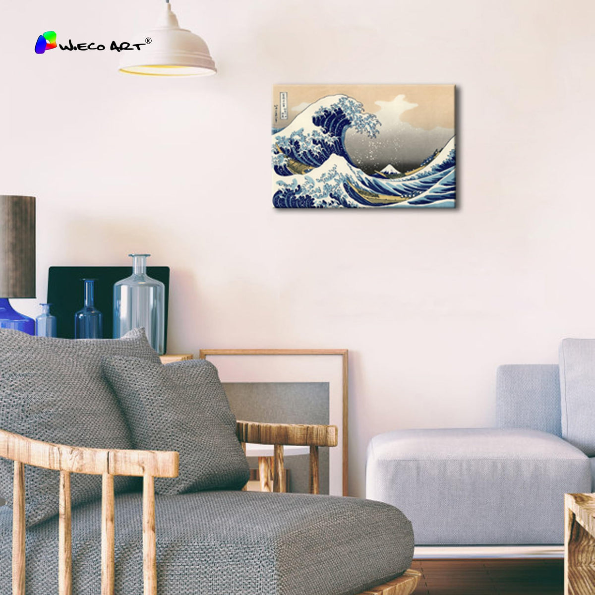 Wieco Art Canvas Prints Wall Art Ocean Beach Picture Paintings for Home Office Decorations Wall Decor Great Wave of Kanagawa Katsushika Hokusai Modern Stretched and Framed Landscape Sea Artwork