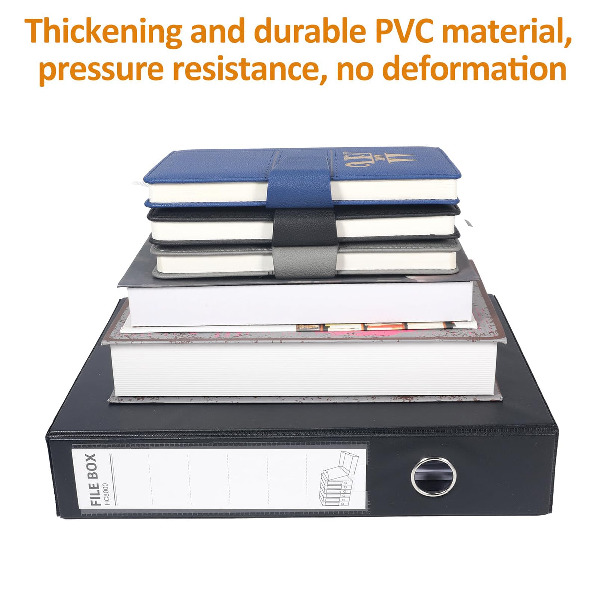 HUA JIE A4 Storage File Boxes Plastic Archives Cases, PVC File Folder Organizer Document Storage Filing Box for office,32.5×6.5×24 cm, Black(Pack of 6)