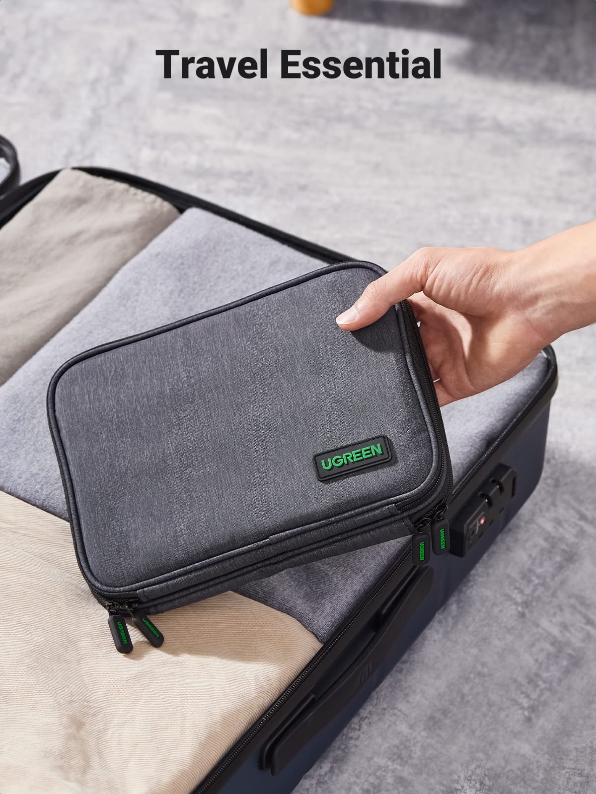 UGREEN Electronic Organizer Travel Cable Organizer Storage Bag for Data Cables, USB C Charger, SD Card, Hard Drive, Charging Cord, Mouse, Power Bank, Phone, Power Adapter Plug Electronics Accessories