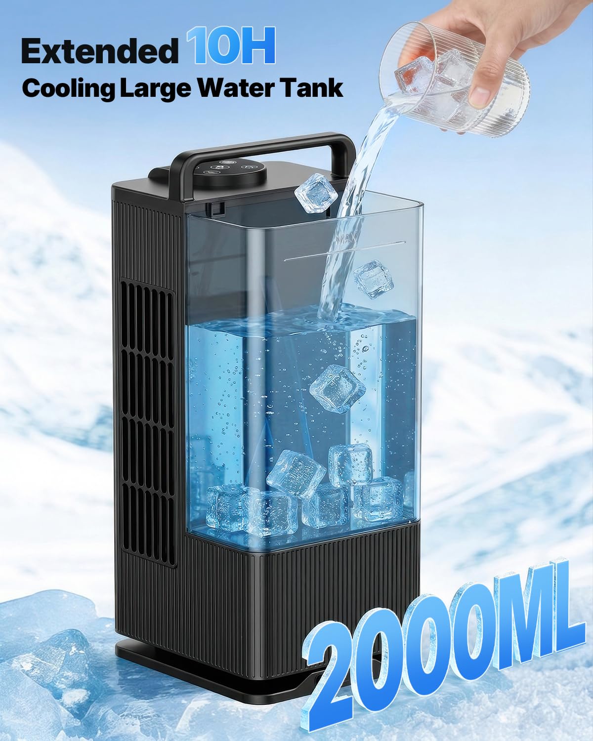 Mini Portable Air Conditioner Cooler: 2000ml Air Cooling Fan with 120°Oscillating - 3 Mist Modes & 4 Speeds, RGB Night Light, 1-8H Timer Remote Control - Portable Small AC for Bedroom, Room, Desk