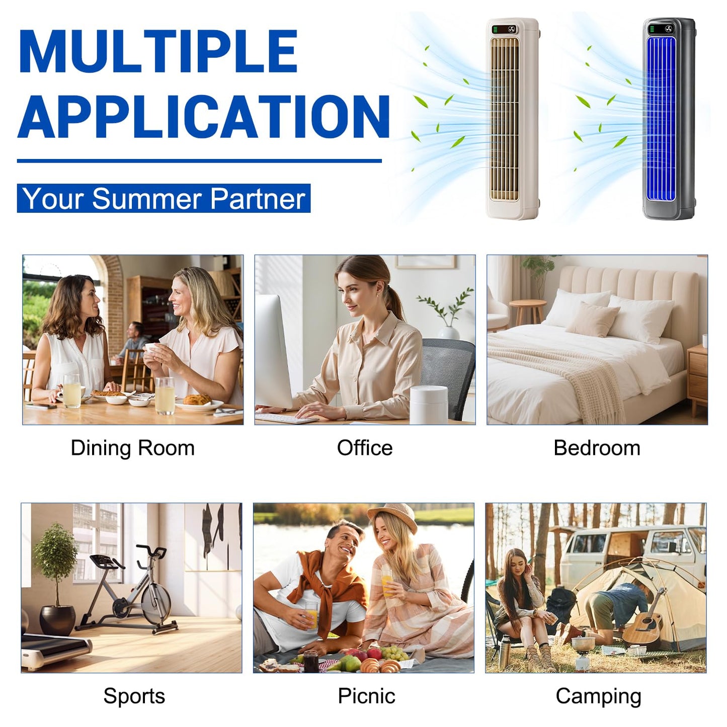2026 Upgrade Cooling Ace Portable Air conditioner, Adjustable Cooling Fan with 3 Speeds & LED Touch Screen, USB Charging Air Conditioner for Bedroom Living Room Kitchen Office Home (Beige)