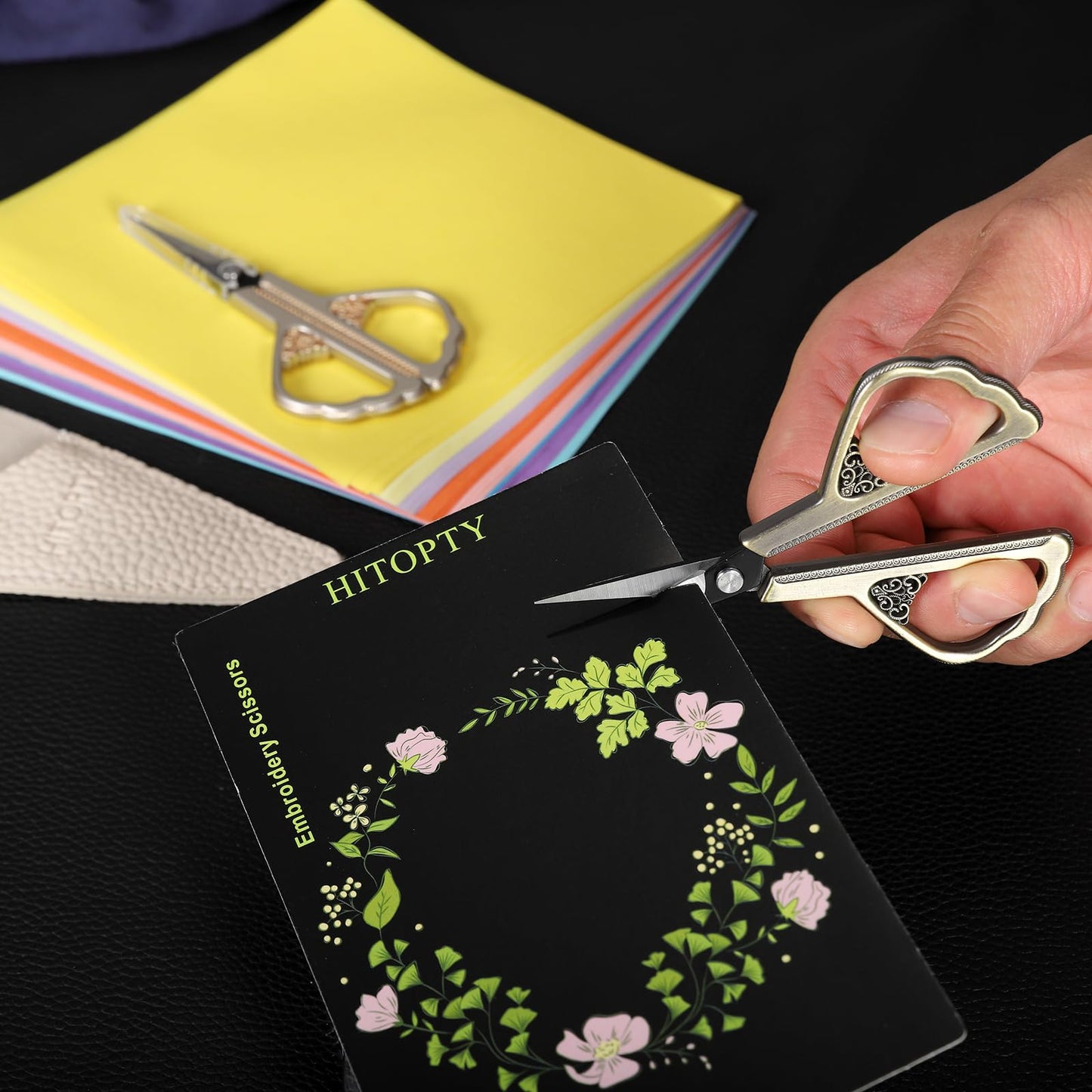 HITOPTY Precision Detail Scissors, Little Sharp Scissor with Cover, Mini Sewing Shears for Craft Needlework Art Work Thread Paper Cutting