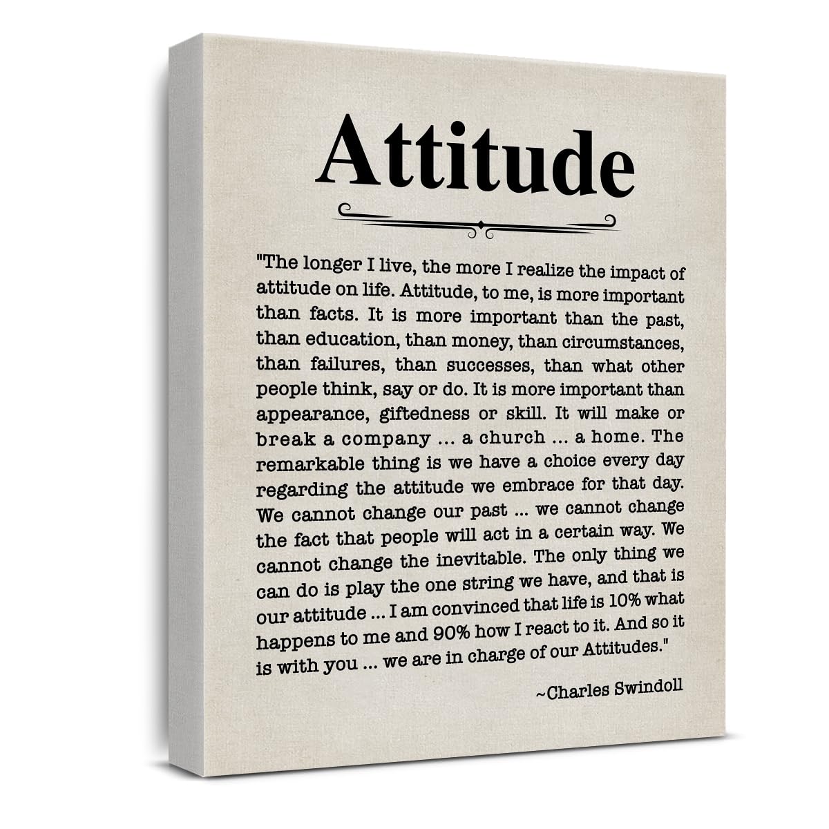 Inspirational Wall Art Canvas Painting Framed, Motivational Attitude Quote Poster Print Ready to Hang Home Office Living Room Decor 10×8 Inches