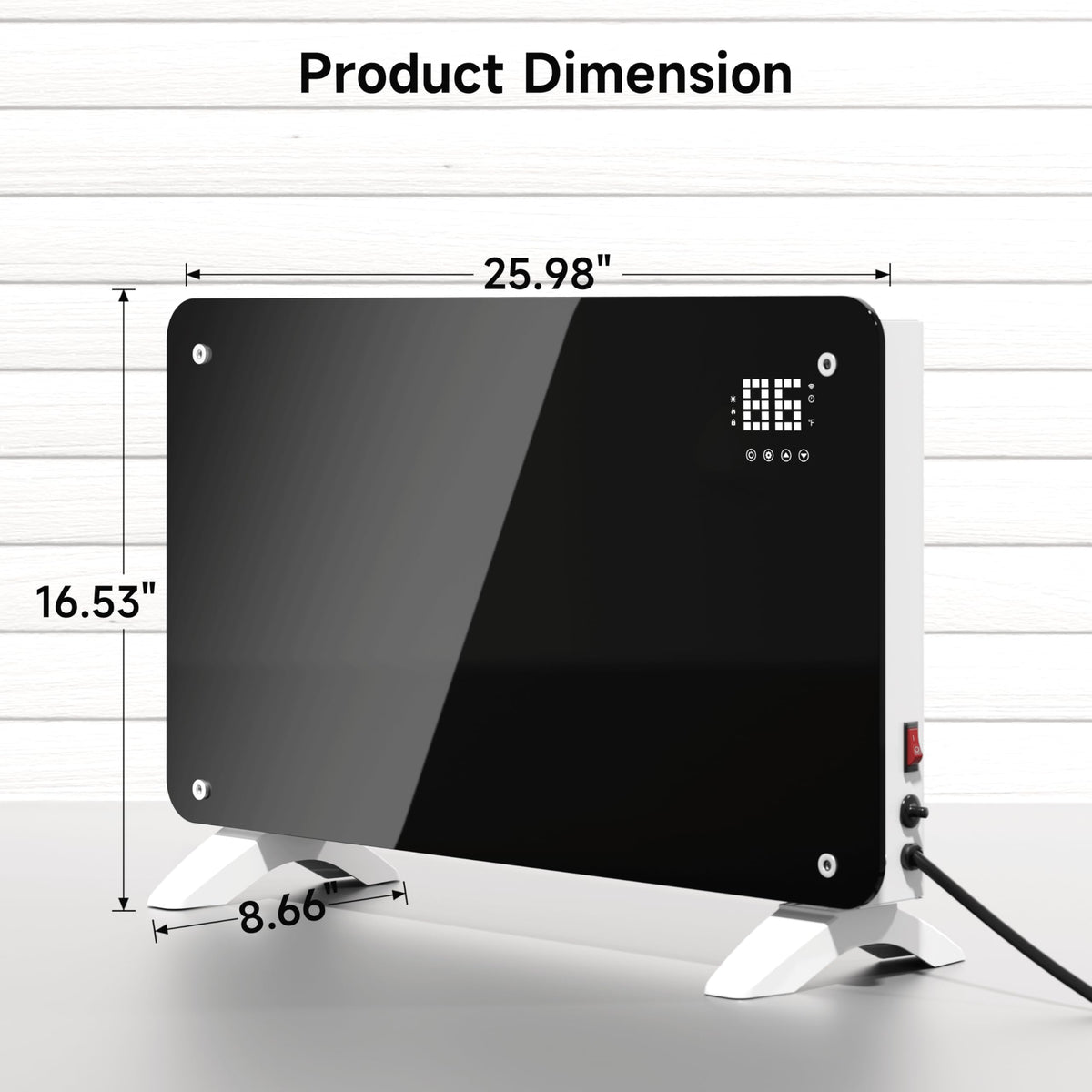 SUNDATE Convection Heater Wifi Control, Indoor Space Heater, 1500W Electric Heating with Remote Control, Digital Display, Fast Heating, 24H Timers for Living Room, Bedroom, Office (Black W/White)