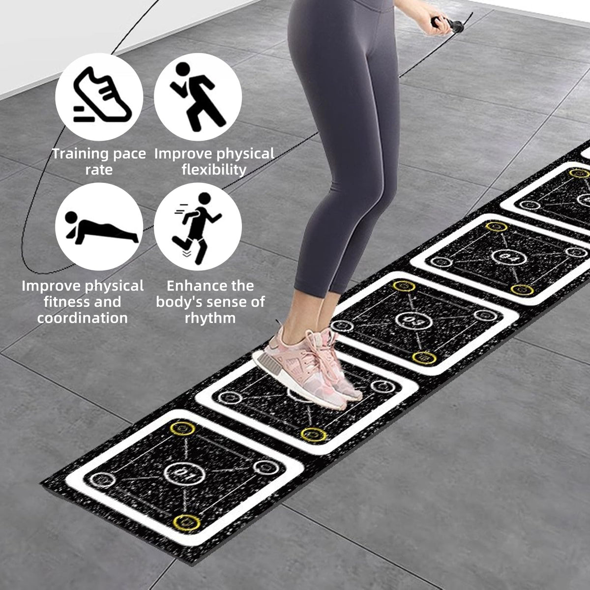 GYHPD Rubber Agility Ladder 8.8 Ft Non-Slip Speed Agility Training Ladder Pad for Soccer Football Footwork, Workout Ladder for Soccer Football Tennis Boxing Training, Agility Training Equipment