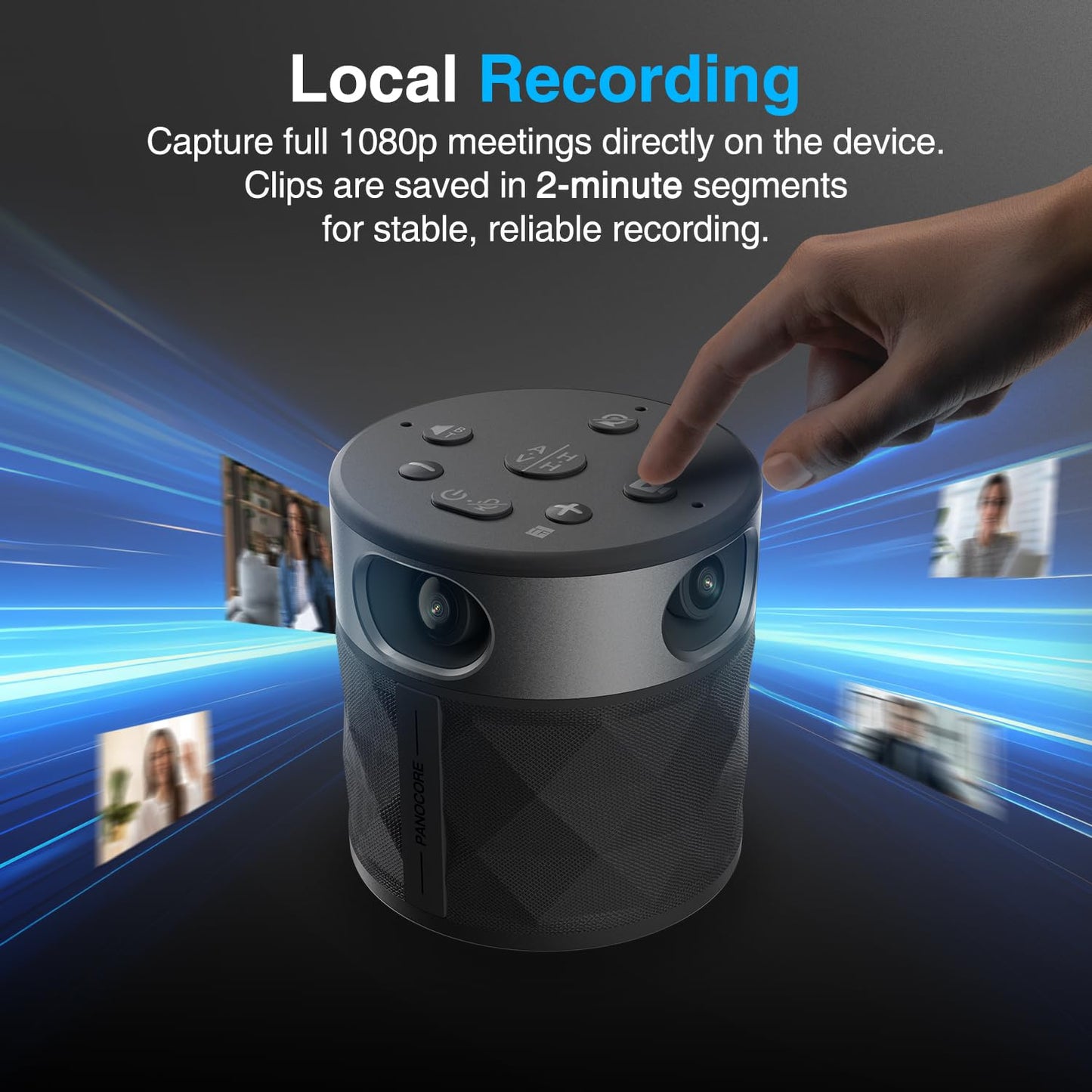 PANOCORE360 All-in-One Meeting Camera - 360° Conference Cam for PC Mac, Speaker & Mic Array, Auto Speaker Focus, 1080P Output, AI Voice Isolation, Local Recording,Compatible with Webex/Zoom/Teams/Meet