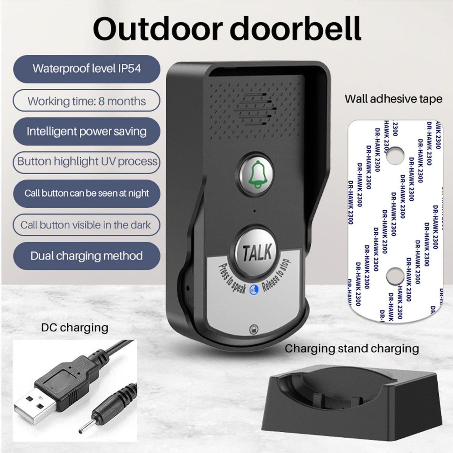 Intercoms Wireless for Home, 1500 Meters 2 Charging Methods Wireless Intercom System Long Range Wireless Doorbell Intercom Doorbell Intercomunicador for Home Security Intercom
