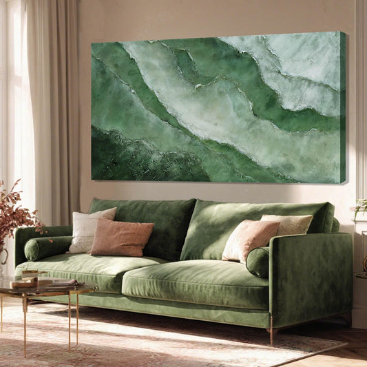 Green Large Wall Art, Abstract Minimalist Decor Paintings for Wall, motivational posters, Framed for Bedroom and Living Room, 24" x 48"