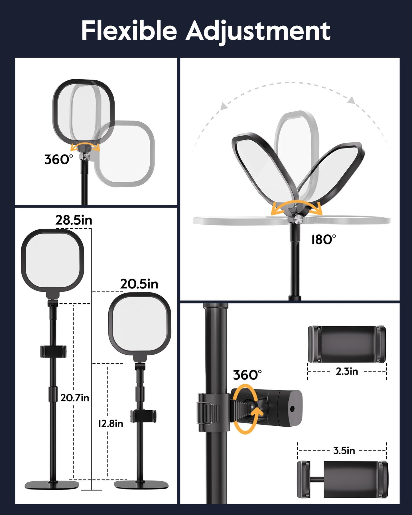Video Conference Lighting for Zoom Meeting, Ring Light for Desk with Flexible Stand, 30 Light Modes Zoom Lighting for Computer, Desk Ring Light & Memory Function for Video Calls, Live Stream, Webcam