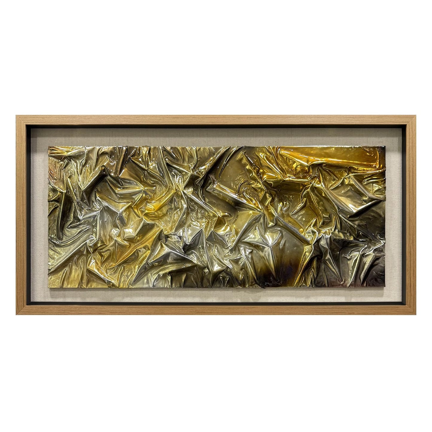 BrightA Liquid gold texture leather 3D wall art with double-sided hanging gold and silver texture reliefs, suitable for enterprise walls (horizontal/vertical) 47.2"x23.6"