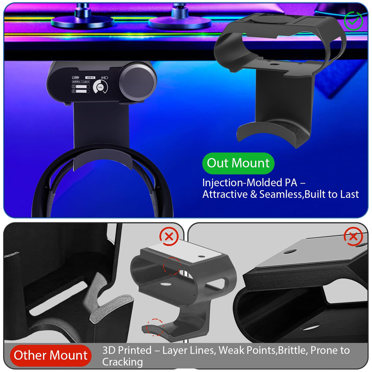 FSNIWEKO Under Desk Headphone Hanger Stand for SteelSeries Arctis Nova Pro Wireless-Arctis Pro Wireless NOVA Magnetic Mount Secretlab Magnus Version,Headphone Holder for Arctis Nova Pro Wireless
