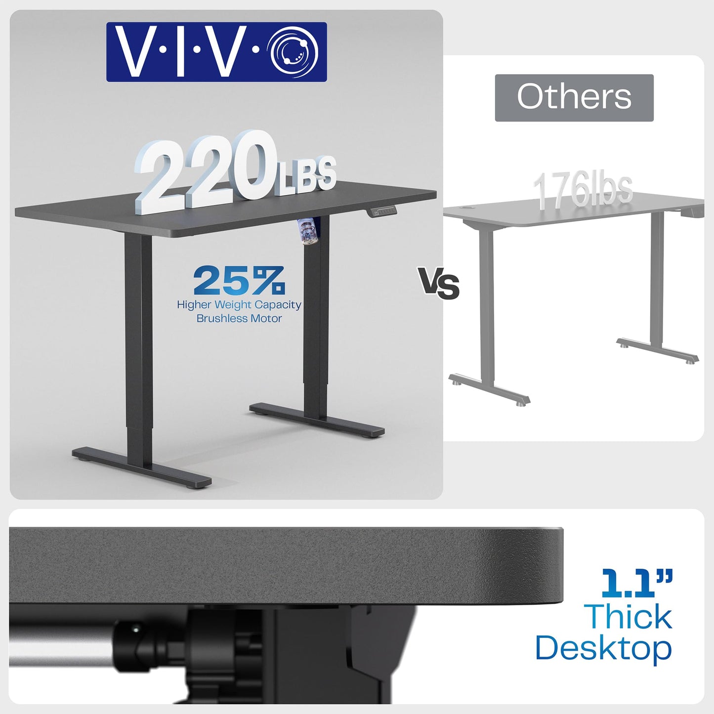 VIVO Electric 60 x 24 in Rustic Standing Desk, Memory Height Adjustment, 1B Series, Holds 220 lbs, One-Piece Vintage Brown Top, Black Frame, DESK-KIT-1B6N