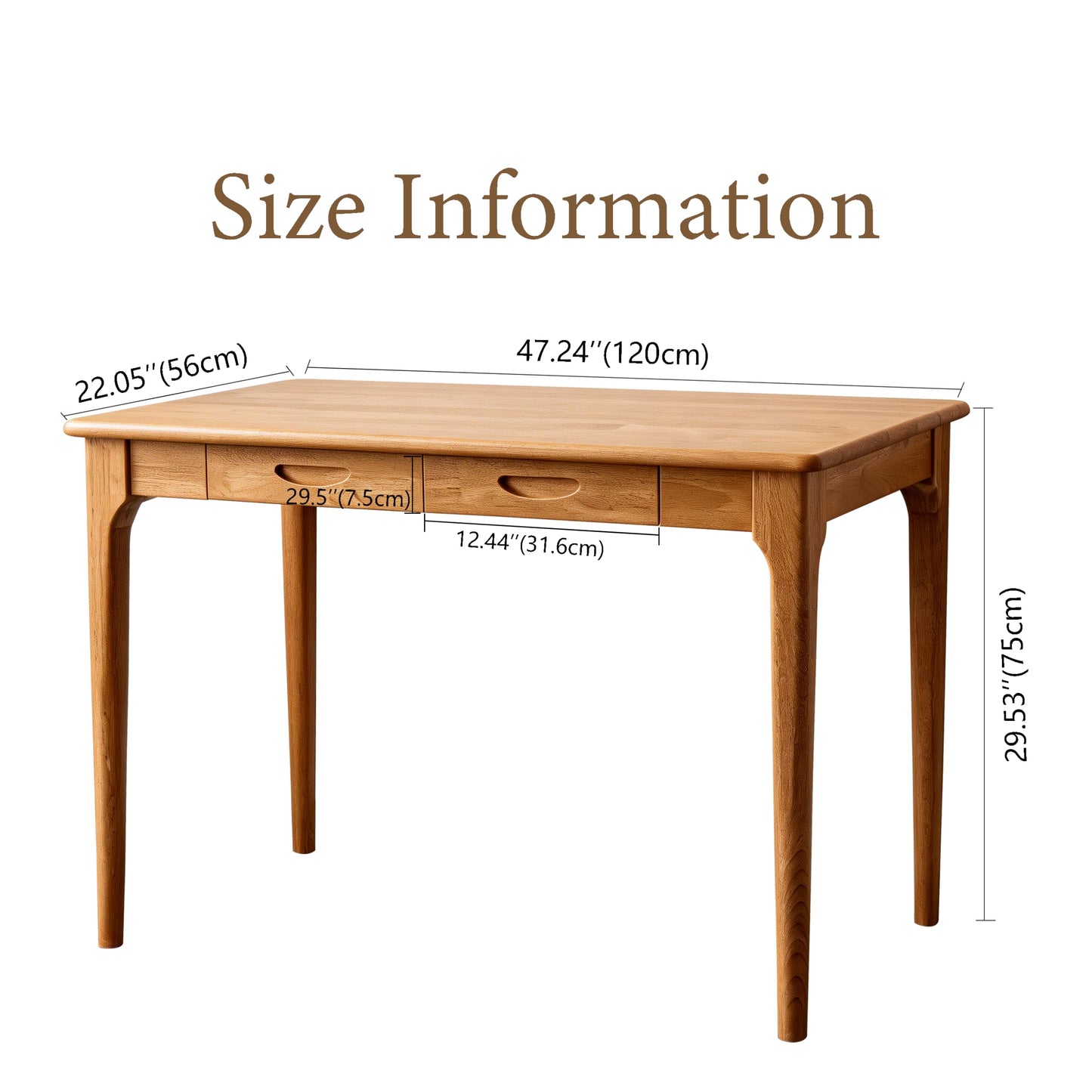 SHILAIYUNZ 47" Real Solid Wood Desk with Drawers, Space-Saving Home Office Writing Wooden Desk, Gaming & Computer Desk for Bedroom, Work Study Table for Small Space, Easy Assembly(Beech,47Inch)