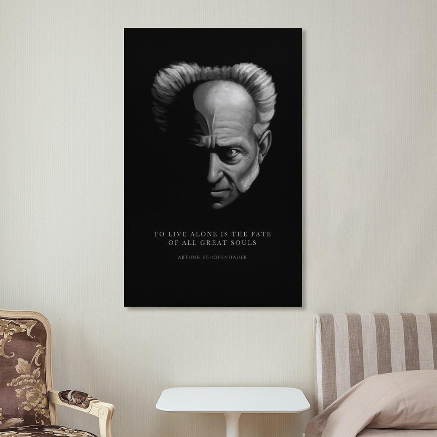 Arthur Schopenhauer Quote To Live Alone Fate Of Great Souls Canvas Printing Wall Art Scandinavian Bohemian Prints Wall Decor Posters for Living Room Bedroom Office Study 16x24inch(40x60cm)