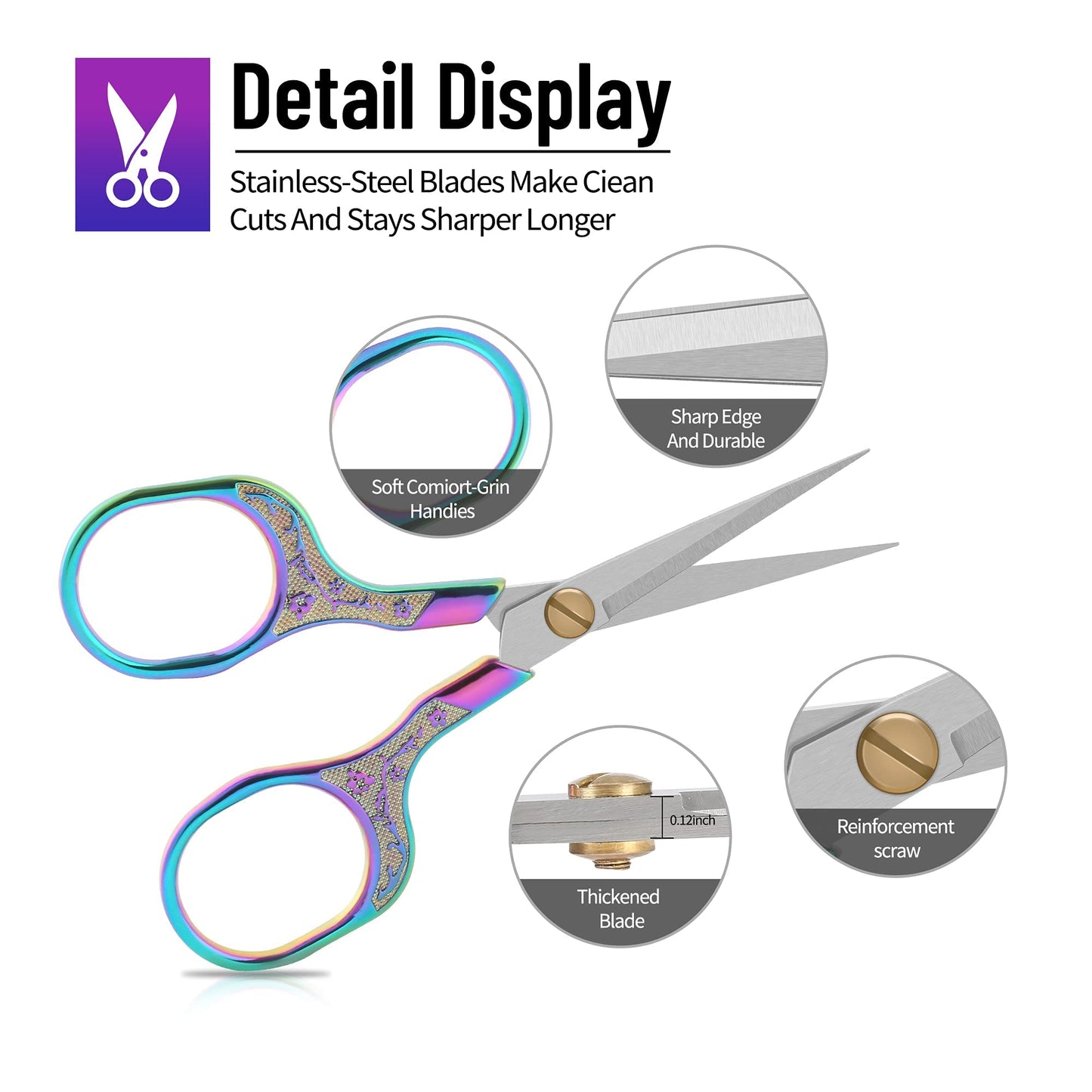 embroidery scissors-Glexal 5 Inch Precision Scissors-2 pack,small razor Sharp Blade Shears for craft Crochet sewing school paper cutting…
