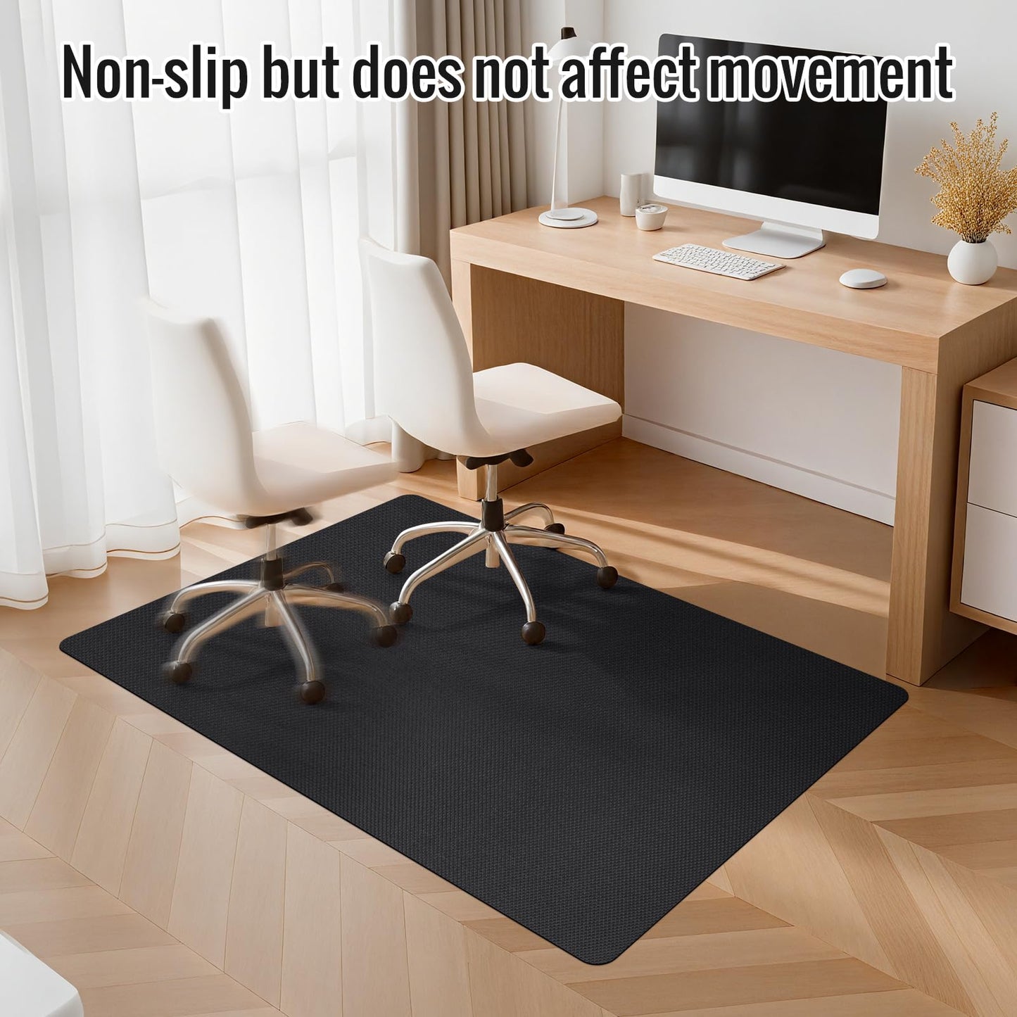 Office Chair Mat for Hard Floors,36"x48" Anti-Slip Waterproof Hardwood Floor Chair Mat,Heavy Duty Floor Protector Rolling Chairs for Home Office(Black)