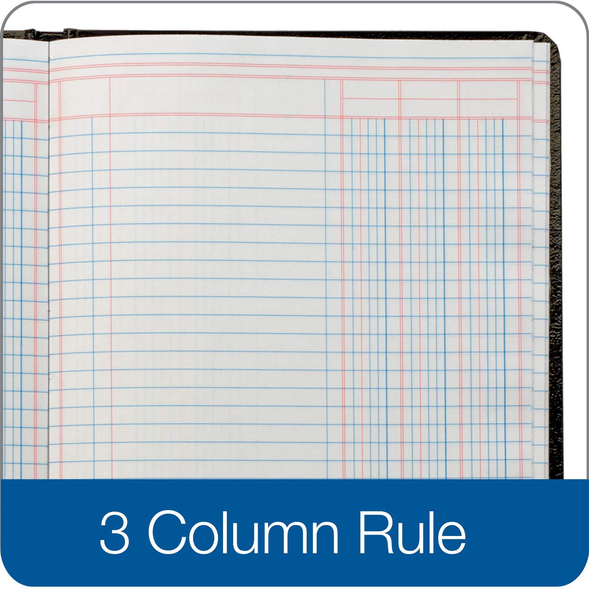 Adams Account Book, 7 x 9.25 Inches, Black, 3-Columns, 80 Pages (ARB8003M)