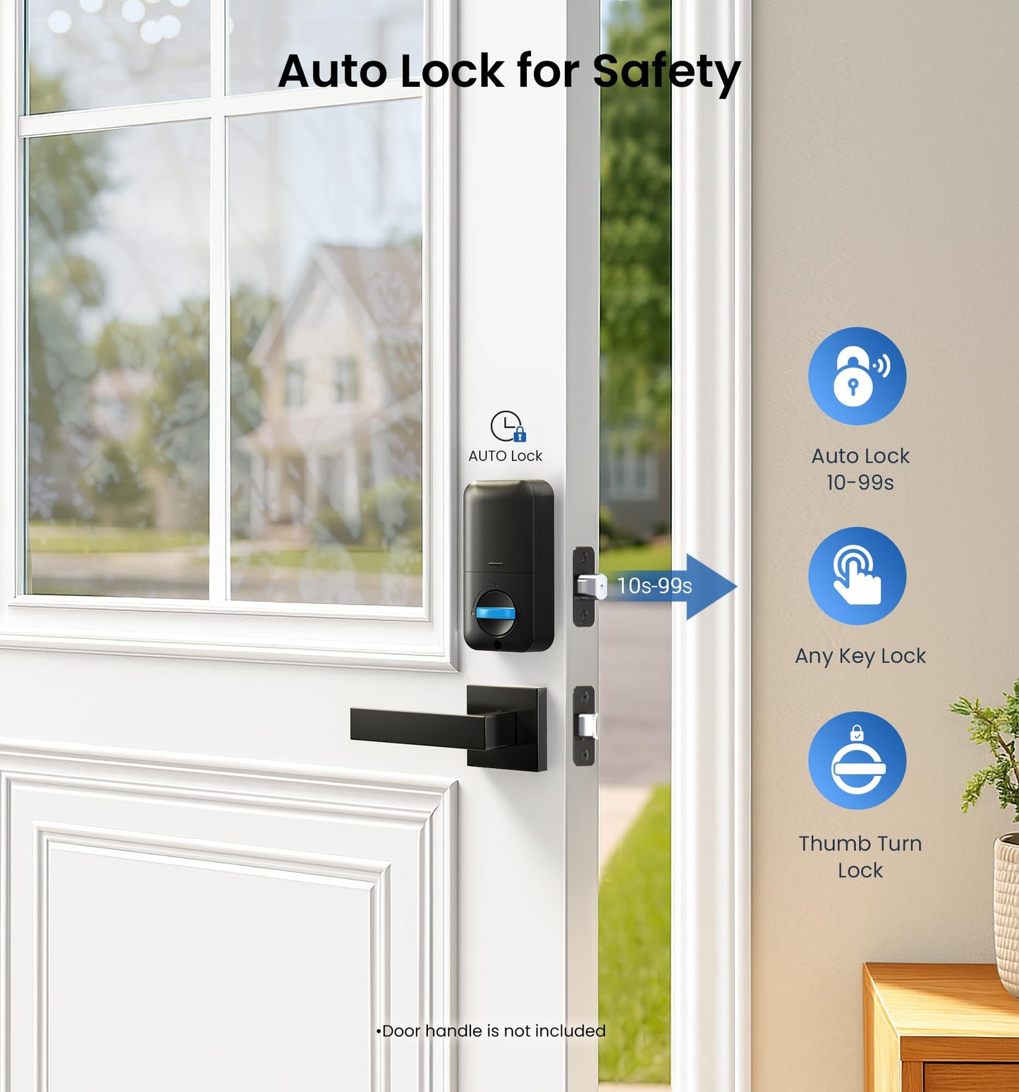 Veise KS02A Fingerprint Keyless Entry Door Lock, Auto Lock, Electronic Keypad Deadbolt for Front Door, Biometric, Anti-Peeping Password, Easy Install, Matte Black