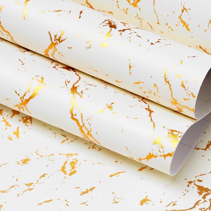 FunStick Modern Gold White Wallpaper Peel and Stick Wallpaper Thick Off White