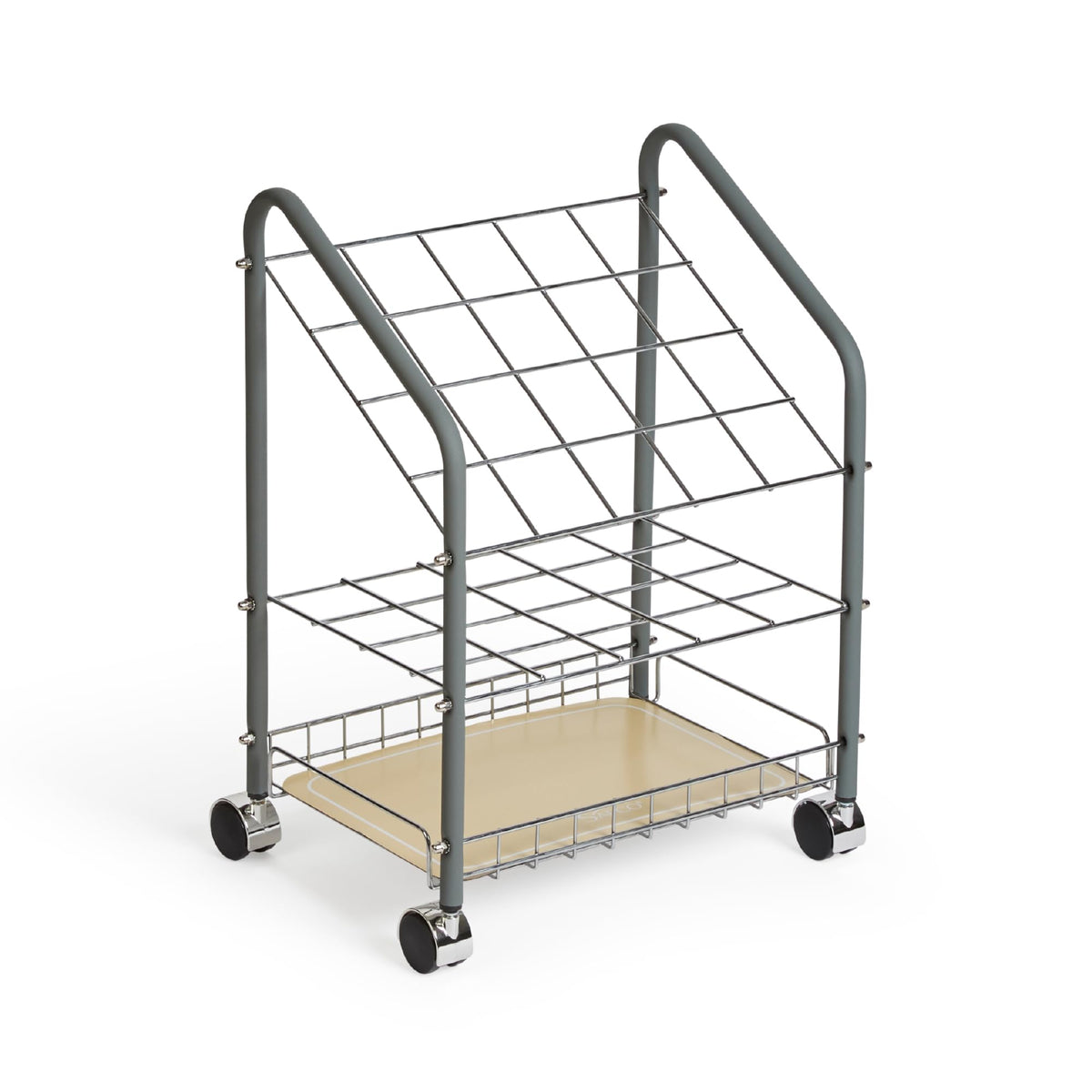 Safco Tubular Steel Wire Roll File Cart, Document and Blueprint Holder, 20 Compartment, Rolling Organizer Cart for Architectural Drawings, Construction Plans and Map Storage