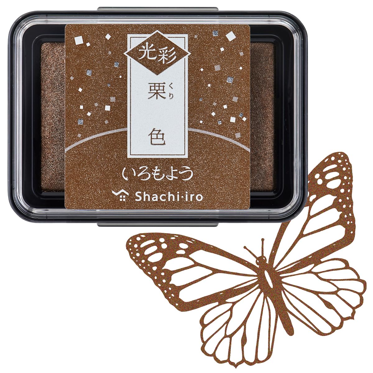 IROMOYO KOSAI Stamp PAD, Traditional, Shimmering Japanese Ink Colour, Oil-Based Ink pad - Brown