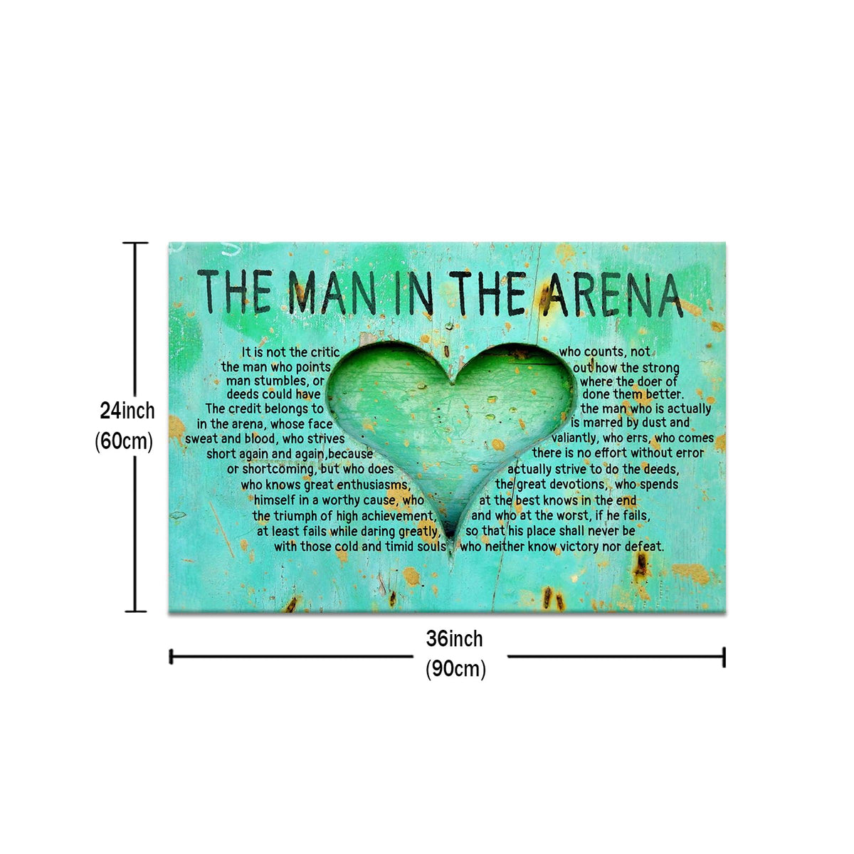 DINGFUN Large Man in the Arena Wall Art, Theodore Roosevelt Quote Framed Inspirational Canvas Print for Executive Office Conference Room, Professional Leadership Decor Success Artwork, 36x24 Inch