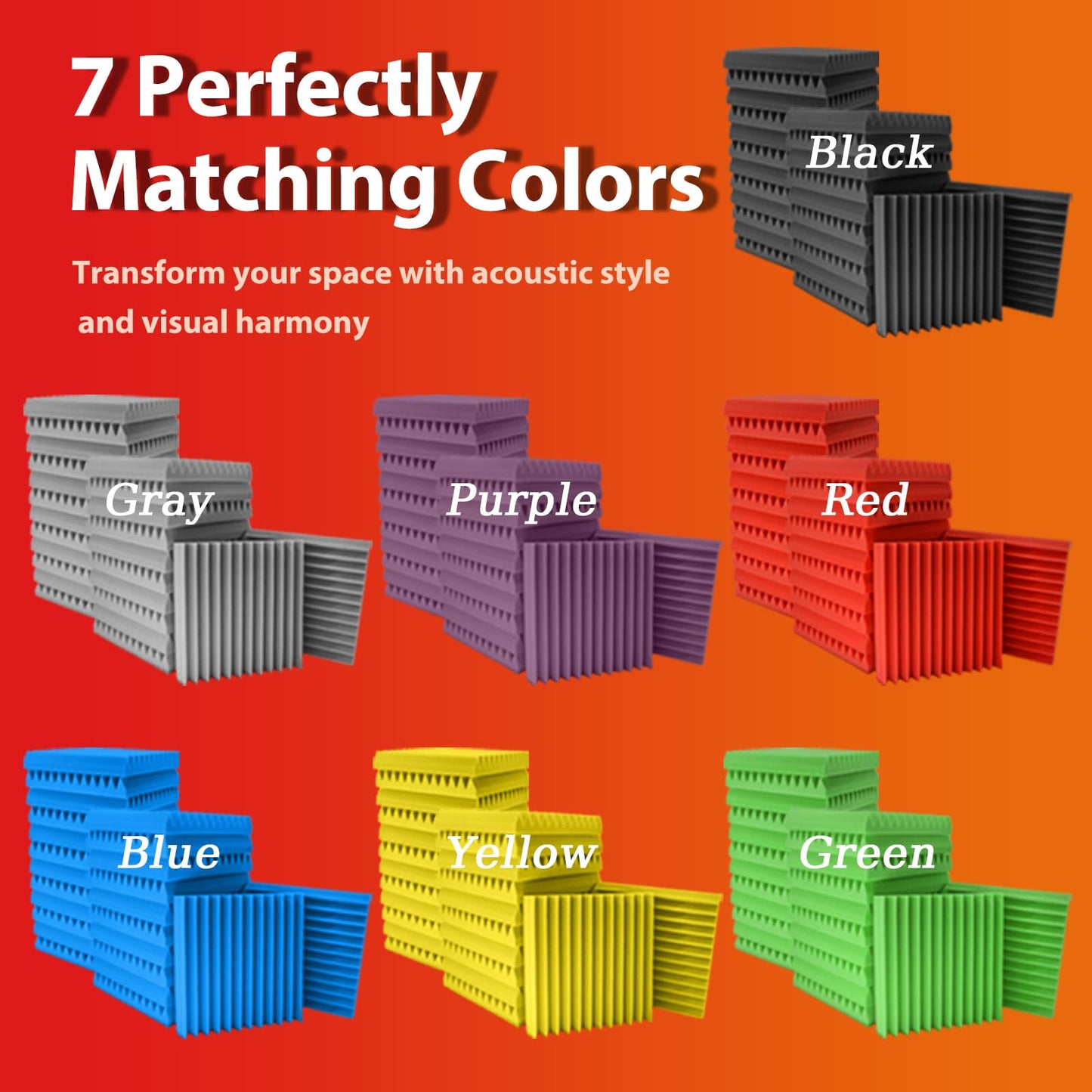 TOUO 12 Pack Acoustic Panels – Sound Proof Foam Panels for Wall 12"x12"x1", Flame Retardant Wedge Acoustic Foam, High-Density Sound Absorbing Panels for Home Studio(Black, 1" Thick 12 Pack)