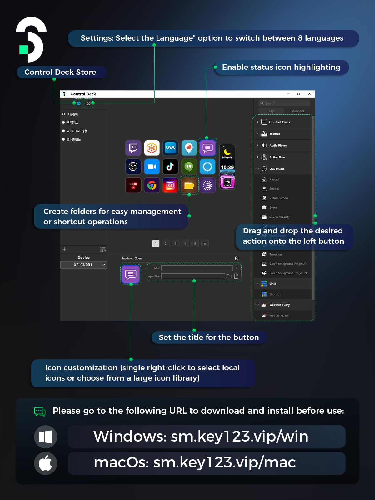 SOOMFON Stream Controller Stream Control Deck with 15 LCD Macro Keys Customizable to Trigger Actions in OBS Twitch YouTube Compatible with PC & Mac for Content Creators Streaming Gaming