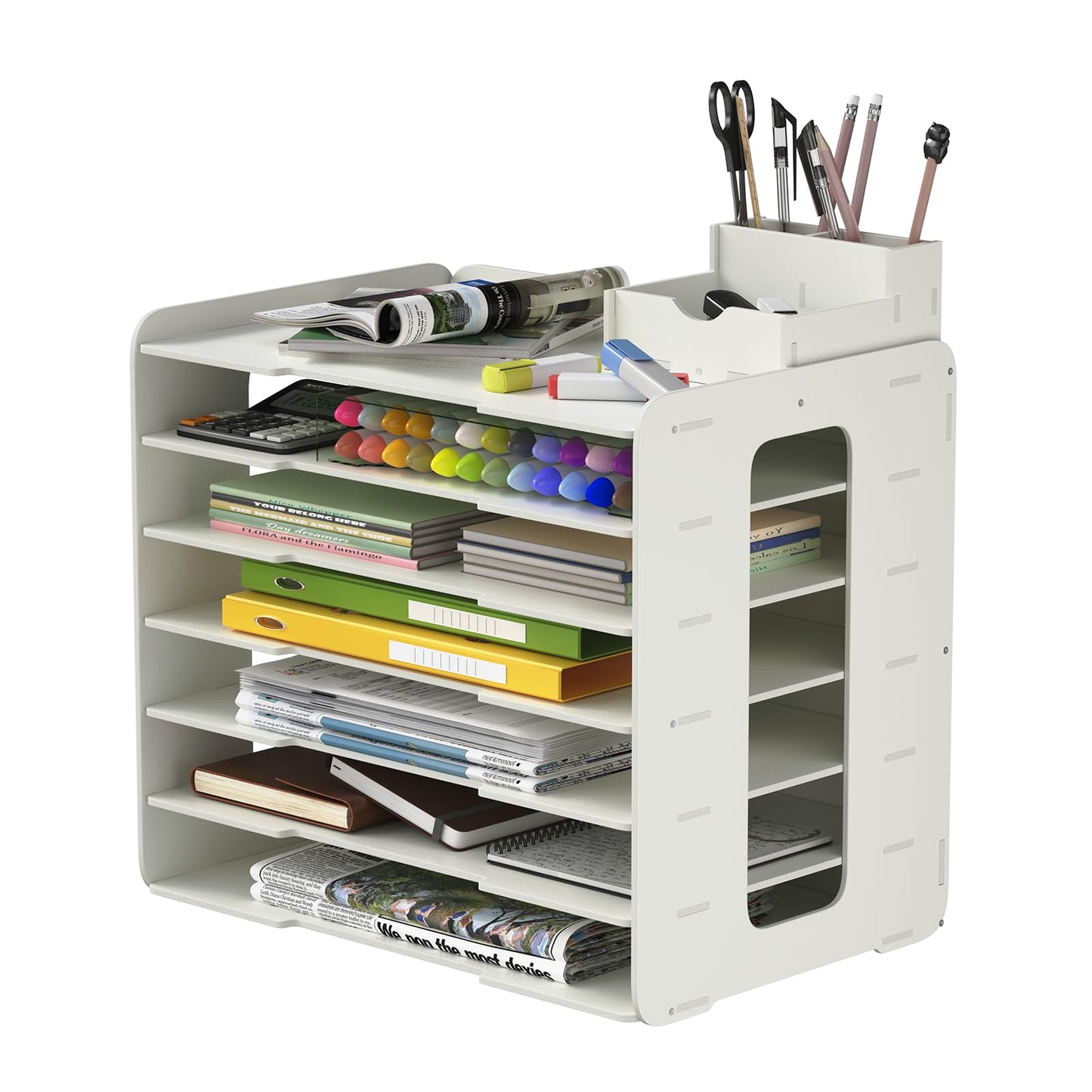 bimiti A3 Construction Paper Storage Organizer, PVC 11X17 Scrapbook Paper Organizer for Desk Space-Saving Paper Shelf Rack File Document Holder Mail Sorter Letter Tray for Classroom Home Office