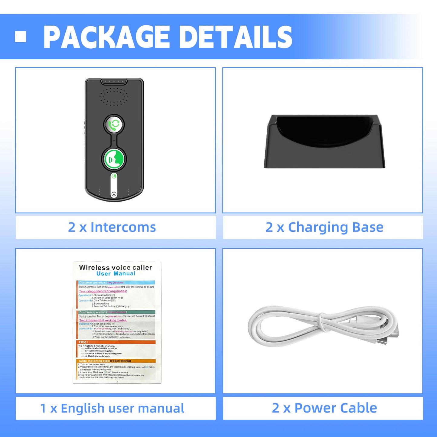 2 Way Intercoms Wireless for Home Office,Portable Room to Room Long Range Intercom System with Charging Base,30 Days Long Standby Time 5 Level Volume Adjustment, Expand to 5 Intercoms (2026 Upgraded)