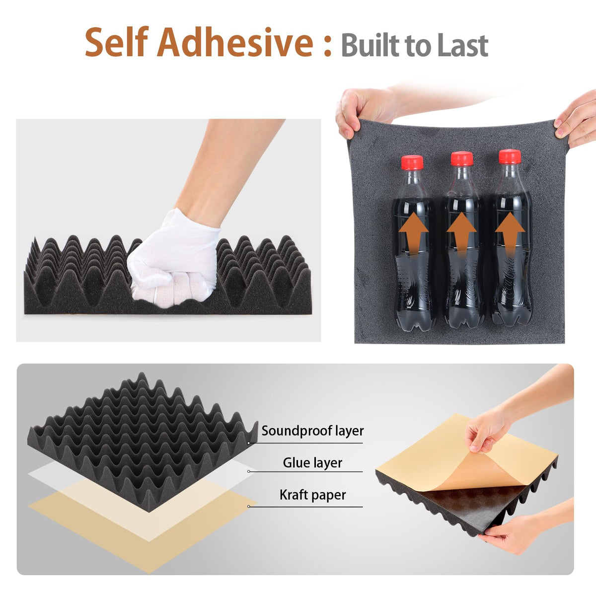 SD SODOCT 36 Pack Acoustic Foam Panels with Self Adhesive 12" X 12" X 2" Sound Proof Foam Panels for Walls High Density Egg-Crate Soundproof Wall Panels for Studio Office Gaming Room