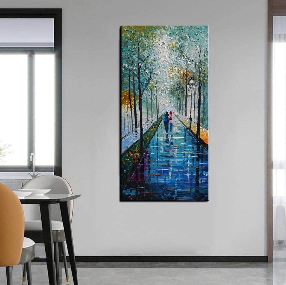 Tyed Art- 48x24inch Wall Art Landscape Oil Painting,Modern Textured Trees Abstract Wall Art Paintings,Wall Art for Living Room,Bedroom Office Wall Decor,Framed Canvas Wall Art