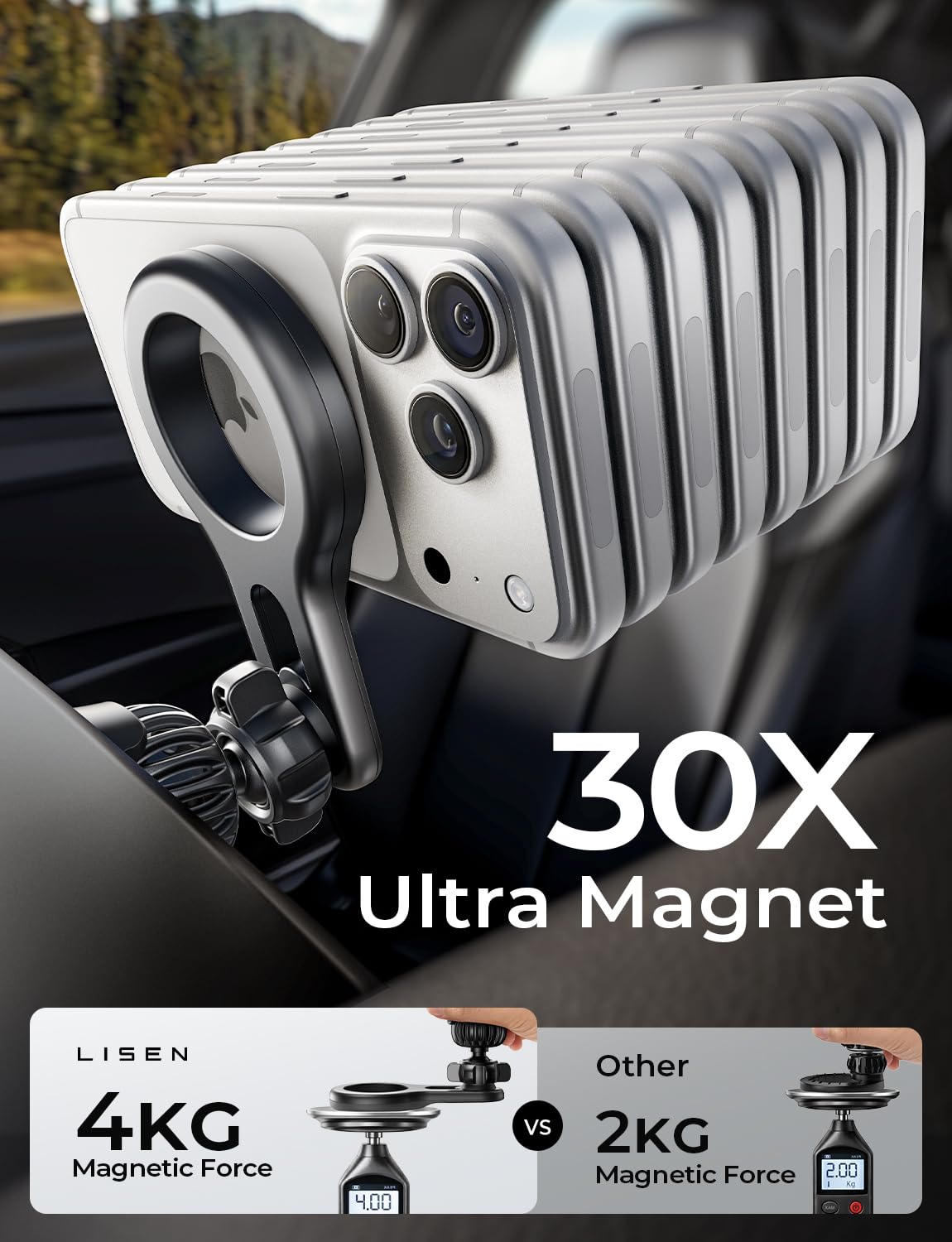 LISEN for MagSafe Car Mount, Magnetic Phone Holder for Car Air Vent Phone Mount, Hands Free Car Phone Mount Phone Holders for Your Car Accessories for Women Men for iPhone 17 Pro Max, Gifts for Mom