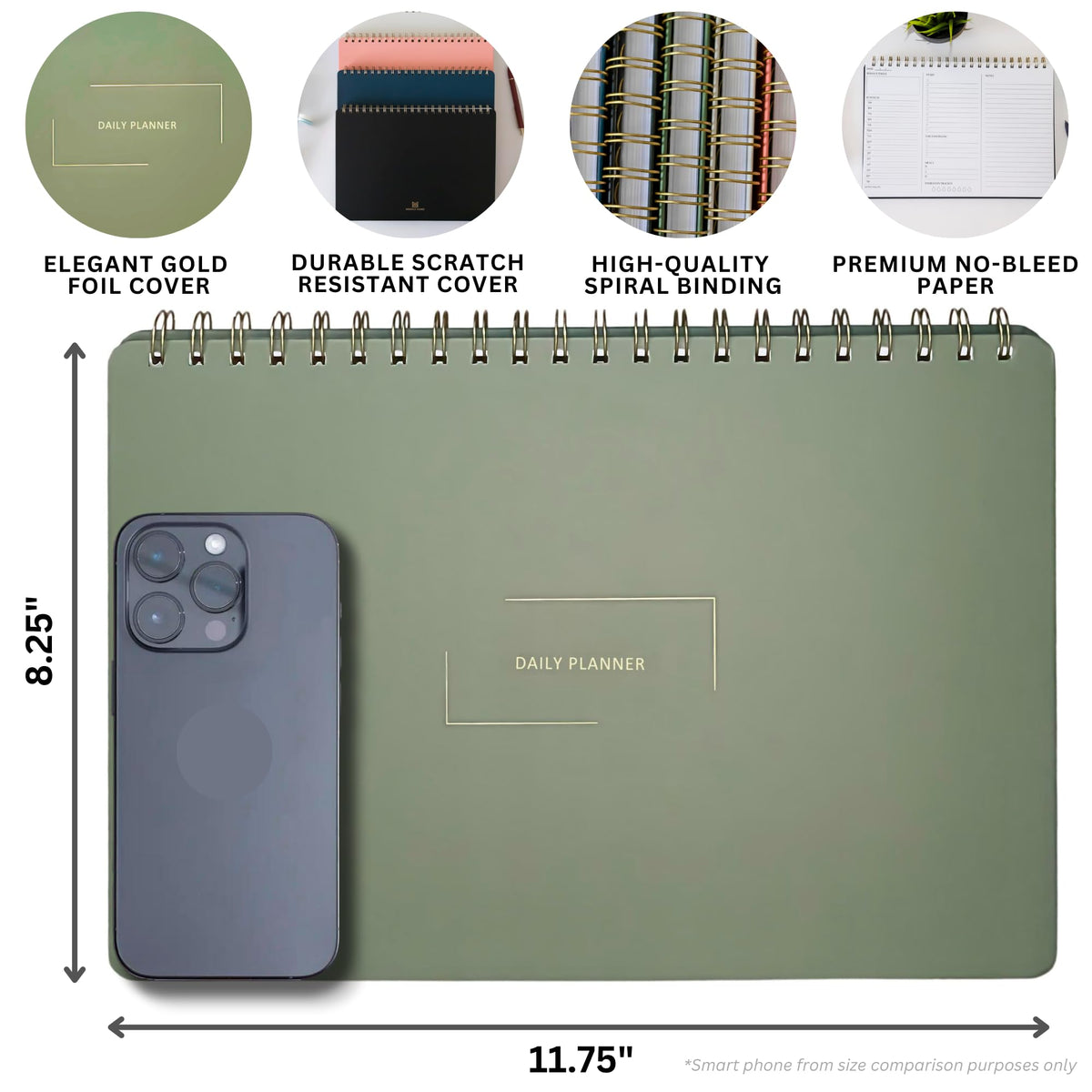 Merely Home Undated Daily Planner | 8.25” x 11.75” Work To-Do Notebook | ADHD Academic Organizer | Multi-Layout | Men and Women Planner | College Supplies | Navy | Landscape Layout