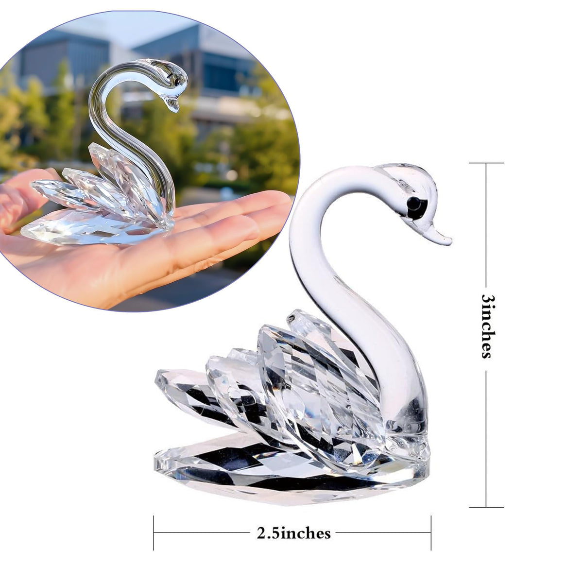 H&D HYALINE & DORA Sparkle Crystal Swan Figurine Collection Paperweight Table Centerpiece Ornament