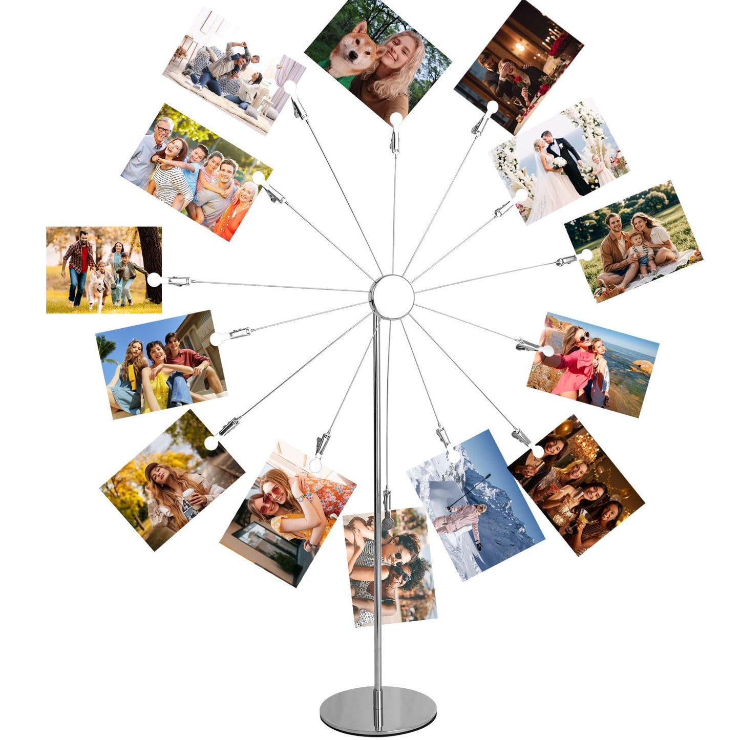 Teadokly 14-Head Clamp Ferris Wheel Desktop Photo Holder Clips, Card Picture Display Stand Photo Tree Stand Holder for Memo Paper Note Photo Christmas Wedding Number Card Display