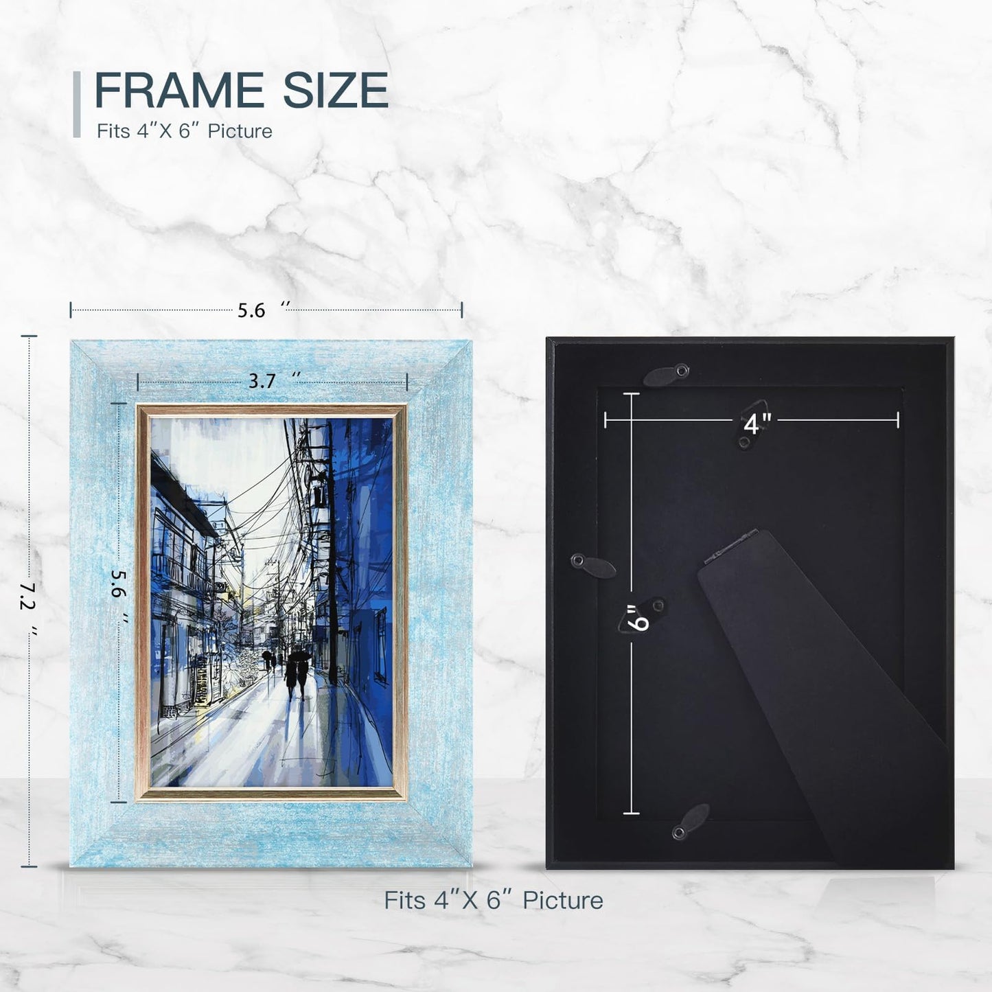 XUANLUO 4x6 Picture Frames Set of 4 Rustic Retro Photo Frame with HD Plastic Cover for Wall Mount and Tabletop Display Family Friends Wedding Gift