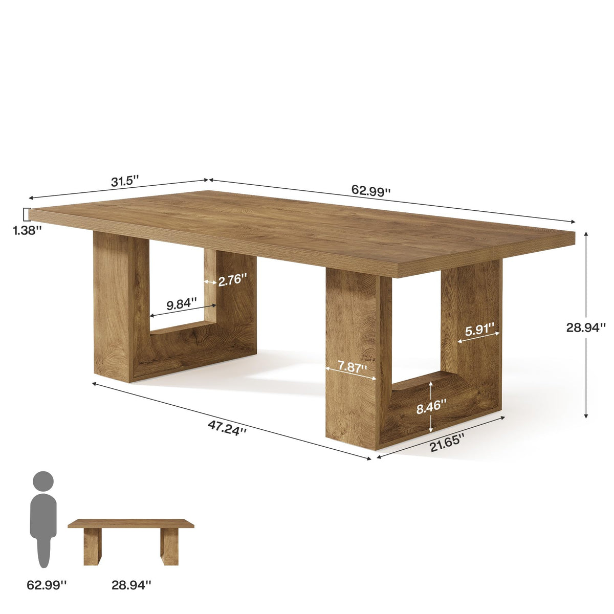 Tribesigns Home Office Desk, 62.99" Large Farmhouse Executive Desk, Computer Table for Office, Conference Room, Study Room (Walnut)