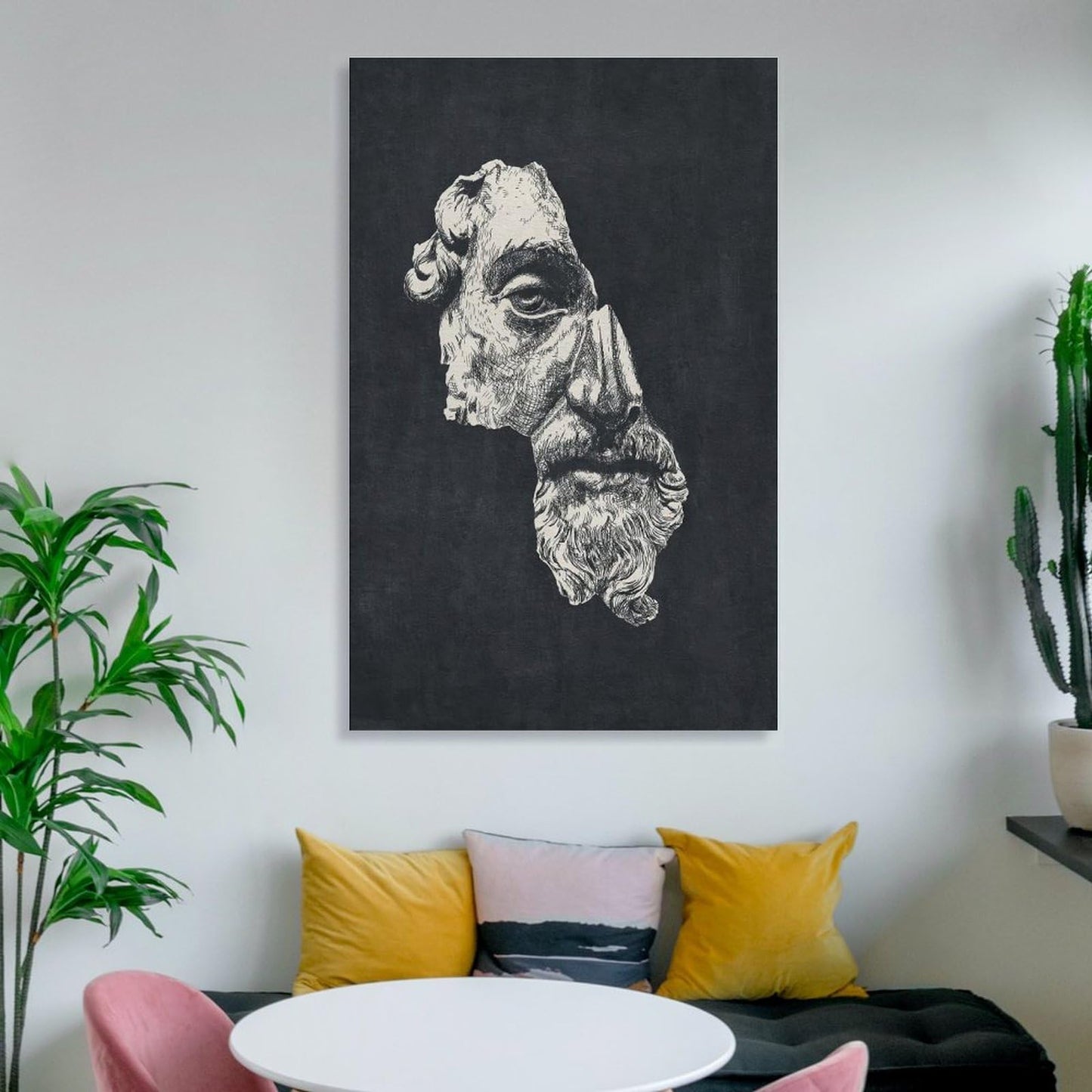Marcus Aurelius Antoninus Ink Dark Stoic Philosophy Portrait Canvas Printing Wall Art Prints Wall Decor Posters Scandinavian Bohemian Living Room Bedroom Office Study 16x24inch(40x60cm)