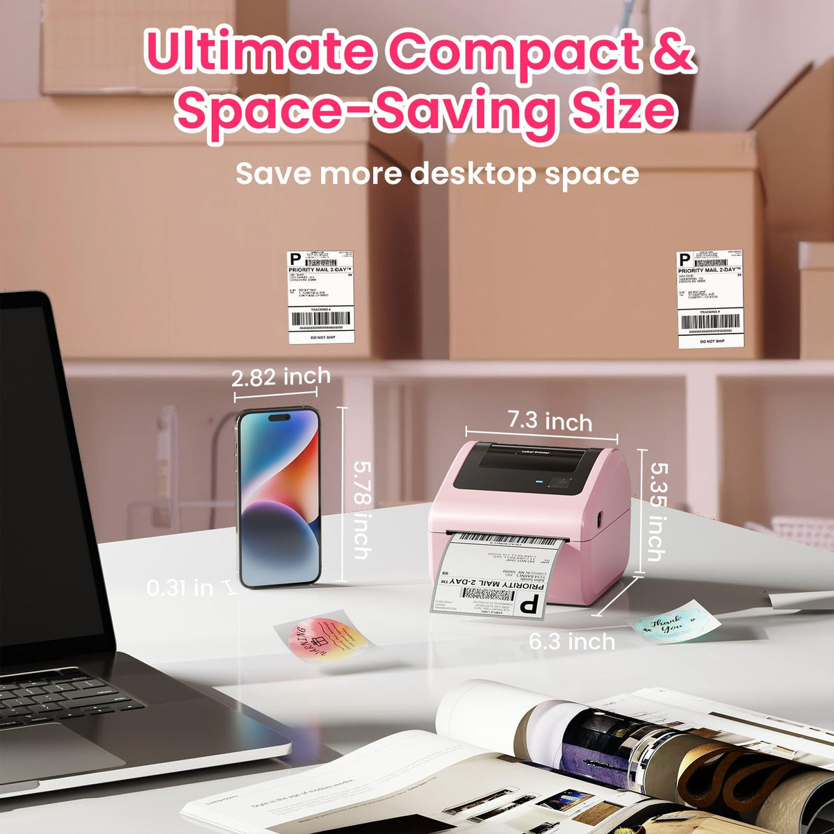 Omezizy Bluetooth Thermal Label Printer 4x6 - D450BT Shipping Label Printer for Small Business, Shipping Packages, Office, Home, Compatible with USPS, Shopify, Amazon, Tiktok