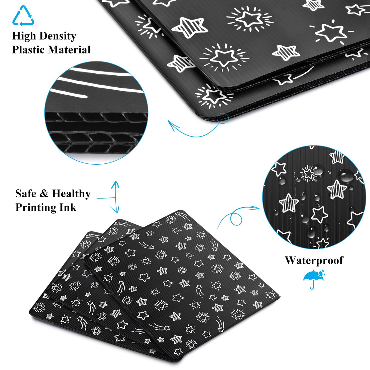 Black 24-Pack Desk Dividers for Students, Waterproof Plastic Study Carrel Divider, Durable Testing Dividers for Classroom Teacher Supplies, Easy to Clean Privacy Shield Folder Boards for Student Desk